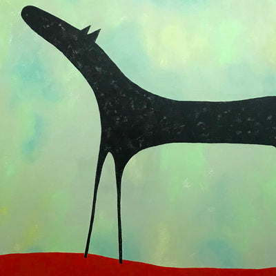 "Black Stallion" acrylic on canvas horse painting by Sharon Pierce McCullough | Horse polo art gallery