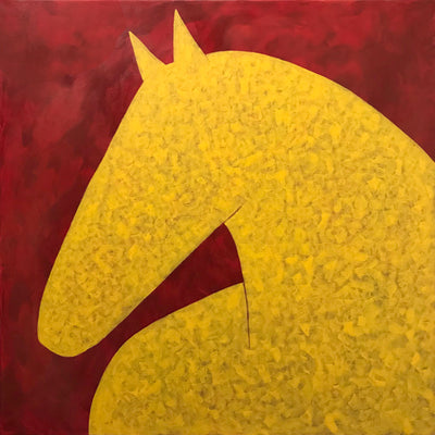 "Butterscotch" acrylic on canvas horse painting by Sharon Pierce McCullough | Horse polo art gallery