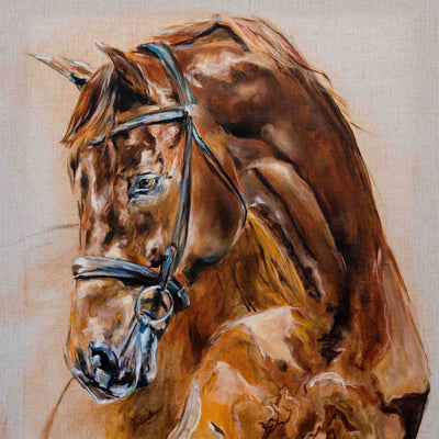 "Hello Neighbour II" oil on canvashorse painting by Askild Winkelmann | Horse polo art gallery