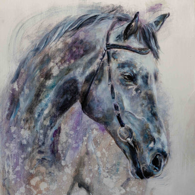 "Hello Neighbour I"  oil on Aluminium Di-Bond horse painting by Askild Winkelmann | Horse polo art gallery