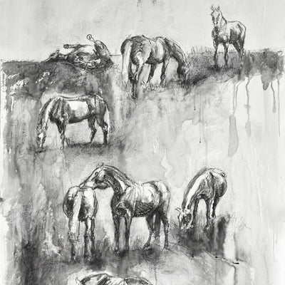 "Vie Equine 4" artwork by Benedicte Gele | Horse polo art gallery | Contemporary equestrian art for sale