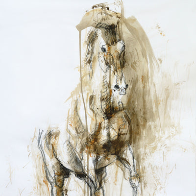 "Equine Nude" artwork by Benedicte Gele | Horse polo art gallery | Contemporary equestrian art for sale