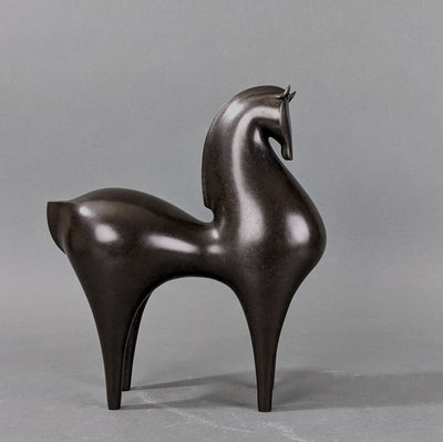 "Horse I" bronze sculpture by Athena Jahantigh | Horse polo art gallery | Elegant animalistic art
