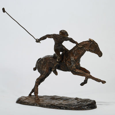 "Concentration" bronze sculpture by Salvador Fernandez Oliva | Horse polo art gallery | Equestrian art for sale