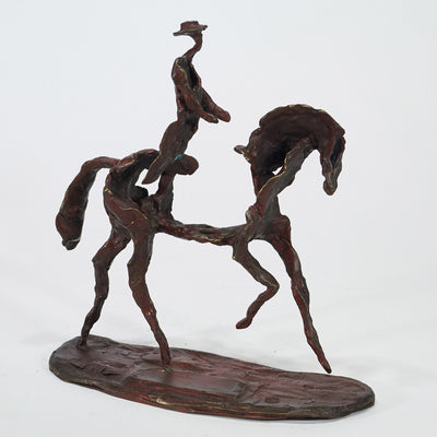 “Dressage silhouette" bronze sculpture by Salvador Fernandez Oliva | Horse polo art gallery | Equestrian art for sale