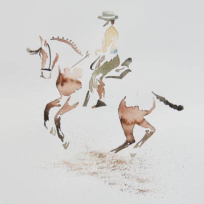 "La Jaca" watercolor on paper by Carlota Sarvise | Horse polo art gallery