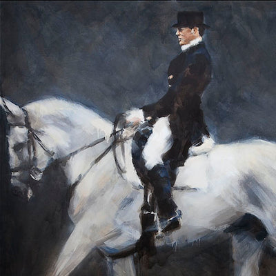 "Moment of suspension" oil on canvas equestrian painting by Marcos Terol | Horse polo art gallery | Contemporary equestrian expressionism art for sale