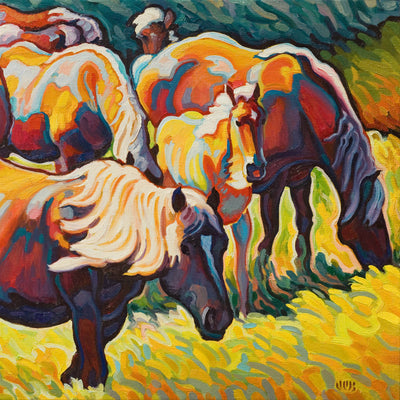 "Nomads" acrylic on canvas horse painting by Jean Louis Bonamy | Horse polo art gallery 