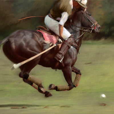 "Polo1" acrylic on canvas horse painting by Rafael Lago | Horse polo art gallery | Modern equestrian artwork for sale