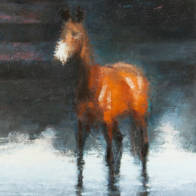 "Reflections" oil on canvas painting by Alexey Klimenko | Horse polo art gallery | Equestrian fine art for sale