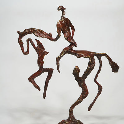 "Rider silhouette" bronze sculpture by Salvador Fernandez Oliva | Horse polo art gallery | Equestrian art for sale