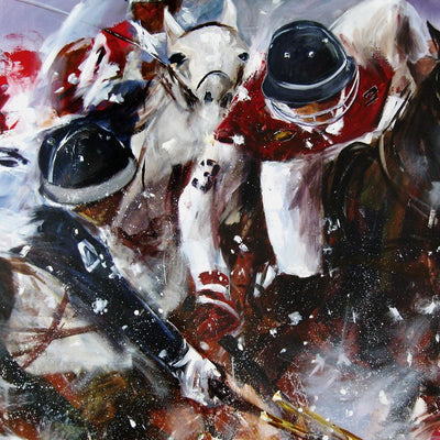 "Ice polo" acrylic on canvas polo painting by Robert Hettich | Horse polo art gallery | Polo artwork for sale