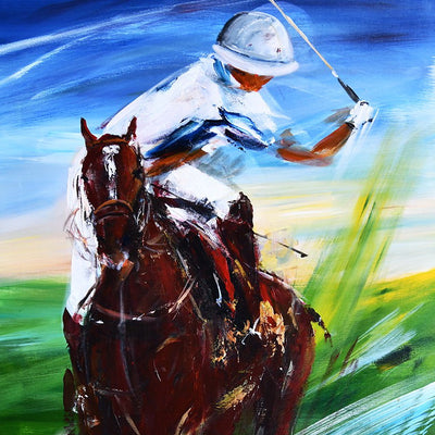 "Polo III" acrylic on canvas polo painting by Robert Hettich | Horse polo art gallery | Polo artwork for sale