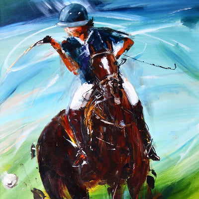 "Polo I" acrylic on canvas polo painting by Robert Hettich | Horse polo art gallery | Polo artwork for sale