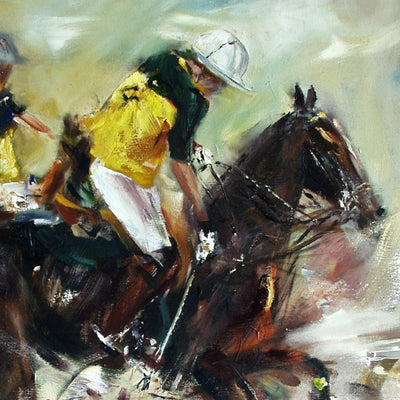 "Rasant" acrylic on canvas polo painting by Robert Hettich | Horse polo art gallery | Polo artwork for sale