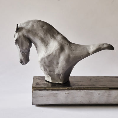 "Shadows of the Knight" Ceramic sculpture by Emma Tate | Horse polo art gallery 