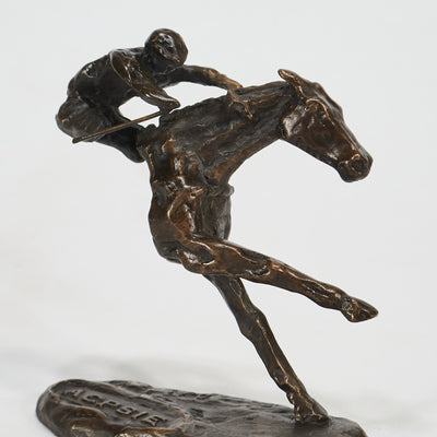 "Small gallop silhouette" bronze sculpture by Salvador Fernandez Oliva | Horse polo art gallery | Equestrian art for sale