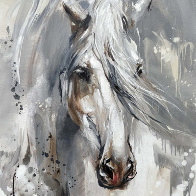 "Whisper" acrylic on canvas horse painting by Anna Cher | Horse polo art gallery