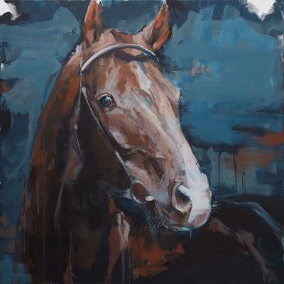 "Donnerhall" acrylic on canvas dressage painting by Hartmut Hellner | Horse polo art gallery | Equestrian art for sale