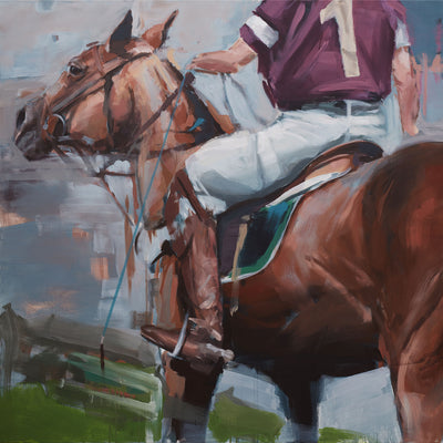"Polo 1" acrylic on canvas dressage theme painting by Hartmut Hellner | Horse polo art gallery | Equestrian art for sale