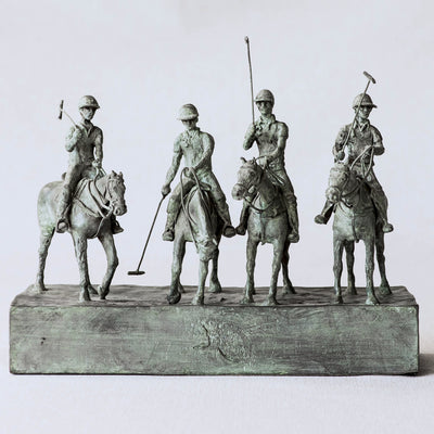 "Little polo team" bronze sculpture by Jose Ignacio Domecq | Horse polo art gallery