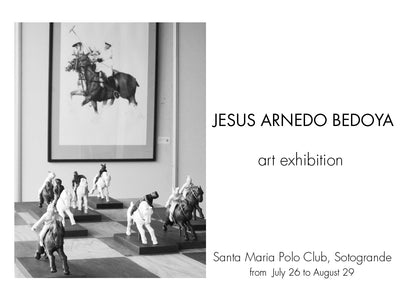 Polo drawings and ceramic sculptures by Jesus Arnedo Bedoya