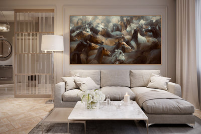 9 large size equestrian paintings
