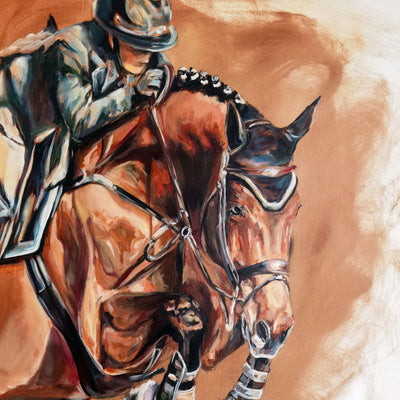 "Adrenaline" oil on canvas equestrian theme painting by Askild Winkelmann | Horse polo art gallery