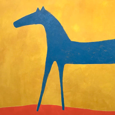 "Blue Horse" acrylic on canvas horse painting by Sharon Pierce McCullough | Horse polo art gallery