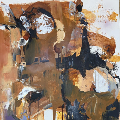 Semi-abstract painting of horse, painted in brown and gray tones, ideal for contemporary interiors 