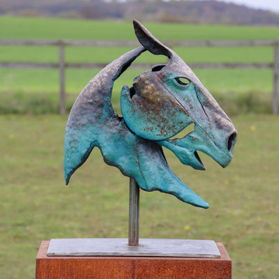"The Flaring Horse" bronze sculpture by Ollie Holman