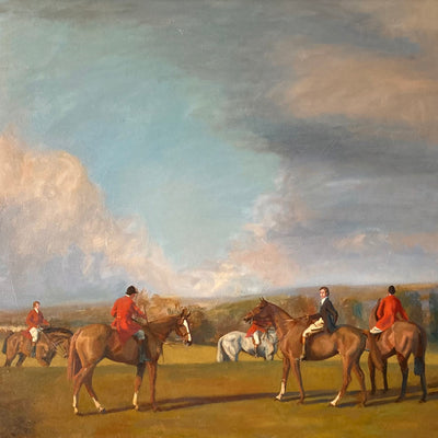 "Morning Meet" oil on canvas equestrian painting by Beatrice James | Horse polo art gallery