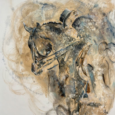 "Praise" oil on canvas equestrian painting by Askild Winkelmann | Horse polo art gallery