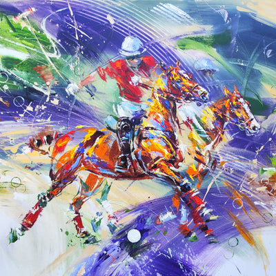 "Speed and Spirit 2" acrylic on canvas horse polo painting by Anna Cher | Horse polo art gallery