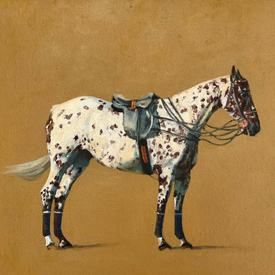 "The Umpire" oil on canvas equine painting by Beatrice James | Horse polo art gallery