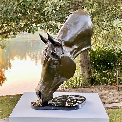 "Zafiro" bronze sculpture by Ignacio Videla | Horse polo art gallery