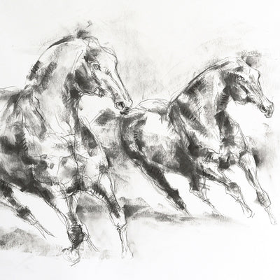 "Hierarchy 16" artwork by Benedicte Gele | Horse polo art gallery | Contemporary equestrian art for sale