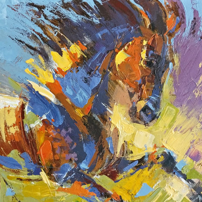 "Flash" acrylic on canvas painting by Anna Cher | Horse polo art gallery | Equestrian art for sale