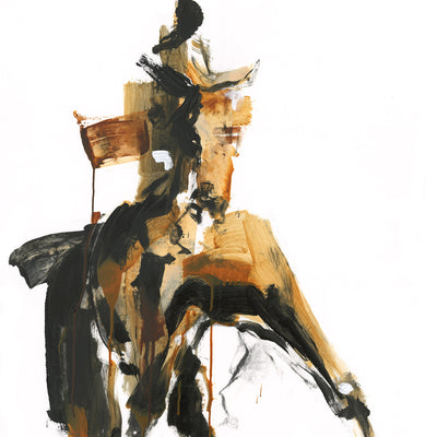 "Dancing half-pass" equestrian painting by Anne Hansson | Horse polo art gallery