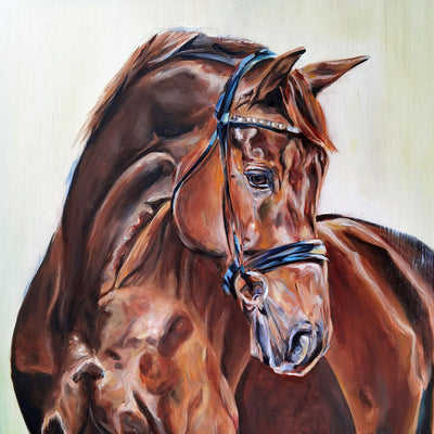 "Dimagico" oil on canvas painting by Askild Winkelmann | Horse polo art gallery | Equestrian art for sale