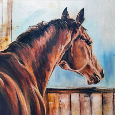 "Enjoying the View" oil on canvas painting by Askild Winkelmann | Horse polo art gallery | Equestrian art for sale