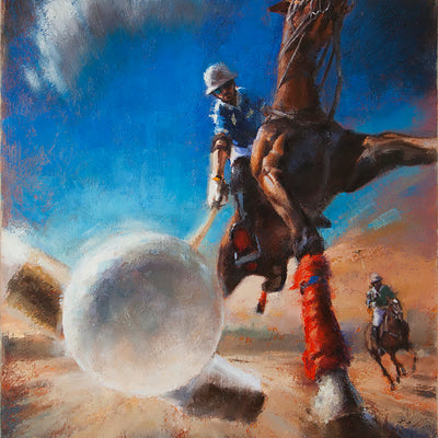 "Focal Point" oil on canvas painting by Alexey Klimenko | Horse polo art gallery | Original horse polo art for sale