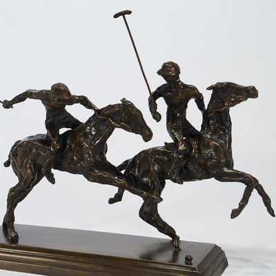 "Fighting ball" bronze sculpture by Salvador Fernandez Oliva | Horse polo art gallery | Equestrian art for sale