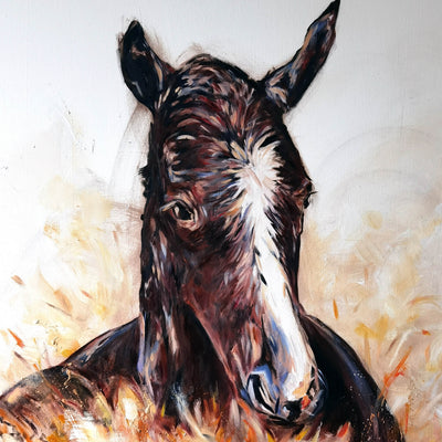 "Foal" oil on canvas painting by Askild Winkelmann | Horse polo art gallery | Equestrian art for sale