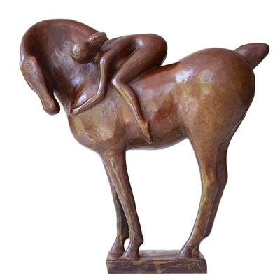 "Friends" bronze sculpture by Ninon art | Horse polo art gallery | Contemporary equestrian sculpture for sale