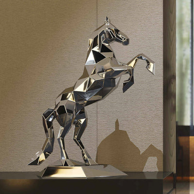 "Horse" polygonal steel sculpture by Andrey Kazantsev | Horse polo art gallery | Steel sculpture for sale