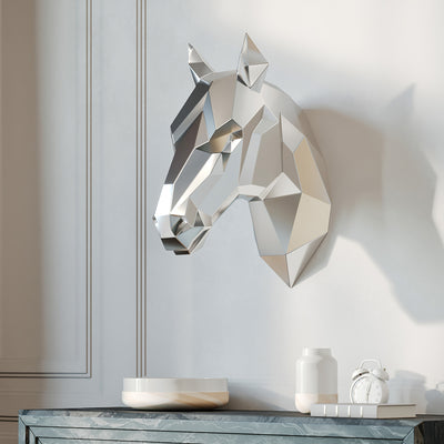 "Horse head" polygonal steel sculpture by Andrey Kazantsev | Horse polo art gallery | Steel sculpture for sale