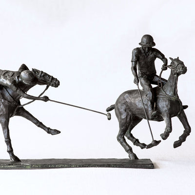 "In the air" polo bronze sculpture by Jose Ignacio Domecq | Horse polo art gallery