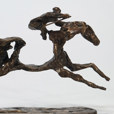 "Jockey silhouette" bronze sculpture by Salvador Fernandez Oliva | Horse polo art gallery | Equestrian art for sale