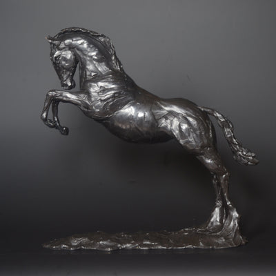 "Jumping Horse" bronze sculpture by Edward Waites | Horse polo art gallery